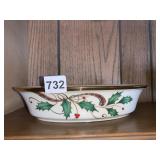 LENOX HOLIDAY NOUVEAU OVAL BOWL 10.5"