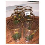 GOLD RIM GLASSES W/ TREE DECORATION