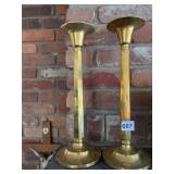 BRASS TONE LARGE CANDLE HOLDERS
