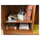 PENCIL CADDY AND PENS, DICTIONARY AND CALCULATOR