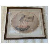 SIGNED PRINT RAMENT WOMAN AT WRITING DESK 27.5" X
