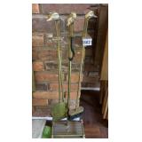 BRASS DUCK HEAD FIREPLACE SET