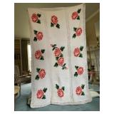 ROSE CROCHETED BEDSPREAD 42" X 80 W/ LINED BACK