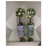 TWO TOPIARY TREES AND MIRROR