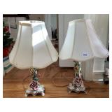 ITALY ROSE FLOWER VASES W/ SHADES