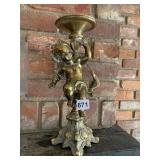 BRASS CANDLE HOLDER CHERUB DESIGN 13IN