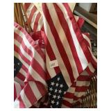 AMERICAN FLAGS AND WICKER BASKET