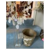 20" GLASS W/ MONEY TREE AND WASTE CAN