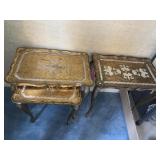 SET OF GOLD NESTING TABLES AND 1 NOT MATCHING