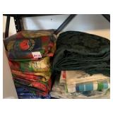 ASSORTED TABLECLOTHS AND 1 SMALL CARRY COOLER