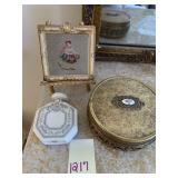 LENOX PERFUME BOTTLE, DRESSER BOX, EMBROIDERY