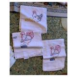 HAND STITCHED TOWELS W/ ROOSTERS