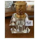 7" H CANDLE HOLDER W/ WICK GOLD CAP