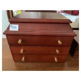 3 DRAWER CHERRY JEWELRY CHEST LIFT TOP
