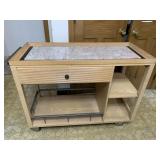 ROLLING KITCHEN CART MARBLE CENTER WITH DRAWER