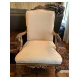 WOOD TURNED ARM CHAIR 46H  X 26W CARVED FRAME