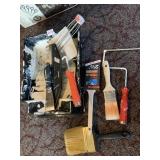 ASSORTED BRUSHES AND PAINT TRAYS
