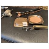 SILVERPLATE COASTER, CANDLE SNUFFER, BOTTLE