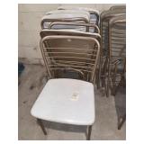 6 METAL FRAME WHITE SEAT FOLDING CHAIRS