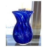 SMALL BLUE 6IN VASE NO MARKINGS