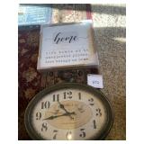 HOME SIGN AND WALL CLOCK