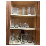 GLASSWARE INCLUDING IRISH COFFEE, LARGE STEINS,