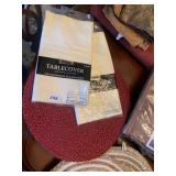 ROUND PLACEMATS AND NEW PLASTIC TABLE COVERS