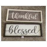 WOOD FARMHOUSE SIGNS, BLESSED/THANKFUL