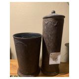 LIDDED DECORATIVE CONTAINER AND MATCHING VASE