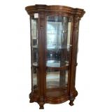 CURVED GLASS CURIO CABINET UNUSUAL W/ PAW FEET
