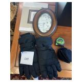 GLOVES, NEW FRAME, TAPE MEASURE, EARMUFFS