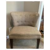 BEIGE ACCENT CHAIR WITH TACK TRIM
