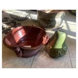 CERAMIC PEAR AND HAND THROWN DECORATIVE POTTERY
