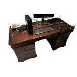 CHERRY OFFICE DESK MISSING 2 HANDLES ON FRONT