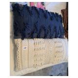 BLUE AND CREAM OBLONG THROW PILLOWS