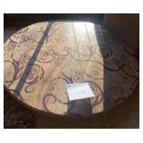 LARGE ROUND WOOD LAZY SUSAN WITH RELIGIOUS