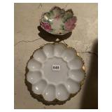 DEVILED EGG DISH, HAND PAINTED TRINKET DISH