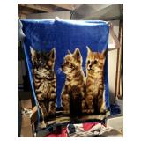 CAT SOLFT BLANKET AND BLUE COMFORTER
