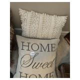 WOVEN LOOK THROW PILLOW AND HOME SWEET HOME