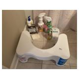 SQUATTY POTTY, DOVE SOAP, ASSORTED CLEANING
