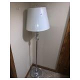 CHROME BASE FLOOR LAMP WITH CLEAN BALL DETAIL AND
