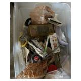 BIN WITH LID FILLED WITH VARIOUS HARDWARE
