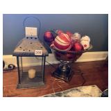CANDLE LANTERN AND PEDESTAL CENTERPIECE BOWL WITH