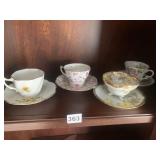 4 TEACUPS AND SAUCERS, ENGLAND AND JAPAN