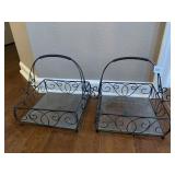 DECORATIVE IRON BASKETS WITH GLASS BOTTOMS