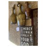 RELIGIOUS PLAQUE AND FAUX WINE BOTTLE WALL Dï¿½COR