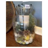 DECORATIVE LARGE GLASS JAR WITH CANDLE AND