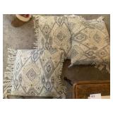 3 MATCHING FRINGED THROW PILLOWS