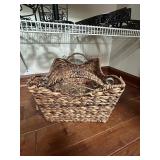HANDLED STORAGE BASKET WITH IRON DETAILS ON