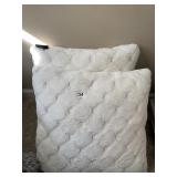 MATCHING 24X24ISH WHITE FUZZY THROW PILLOWS